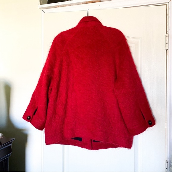 Sezane Jacket Alda Wool Mohair Alpaca Shacket Fuzzy Winter Fall Red 42 GUC - Picture 9 of 11